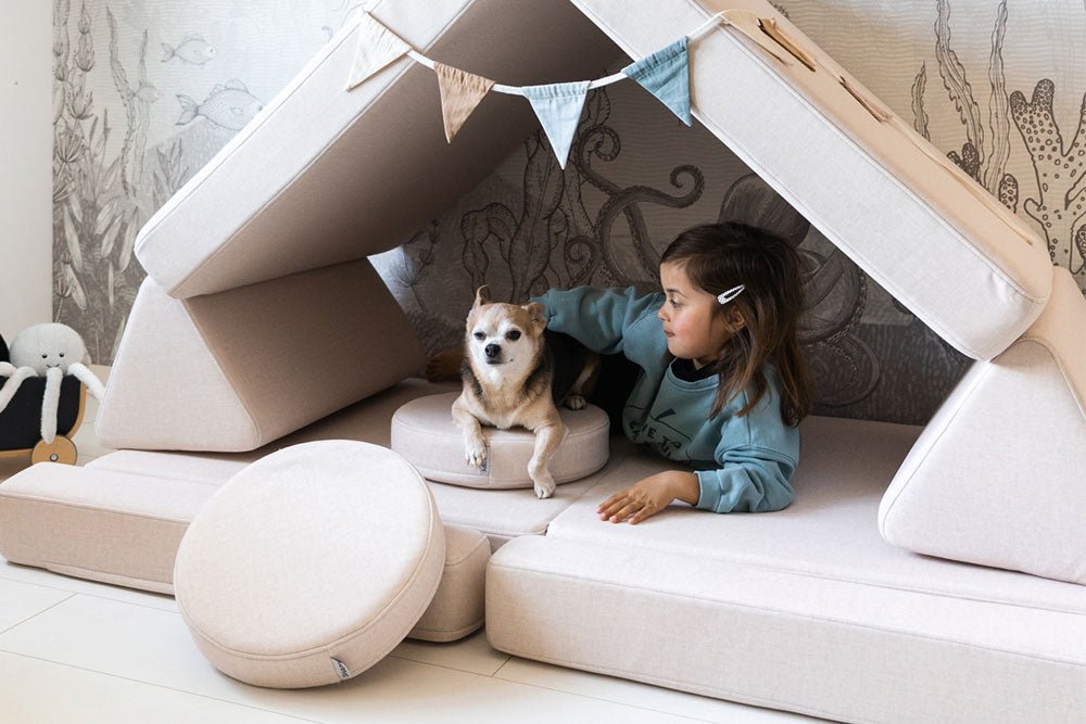 modulaire speelbank voor bouwen en ontspannen